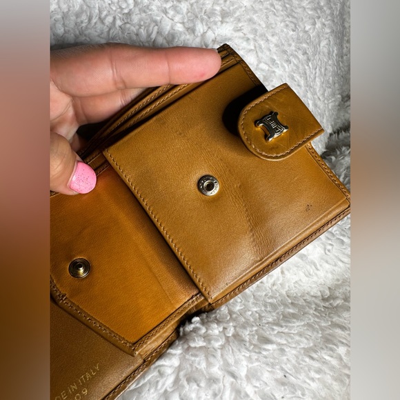 CELINE Macadam Triomphe Bi-Fold Wallet Leather Brown Gold Authentic. - Picture 8 of 13
